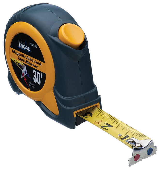 IDEAL Auto-Lock Tape Measure 30' Imperial w/ Magnetic Tip, Model 35-238