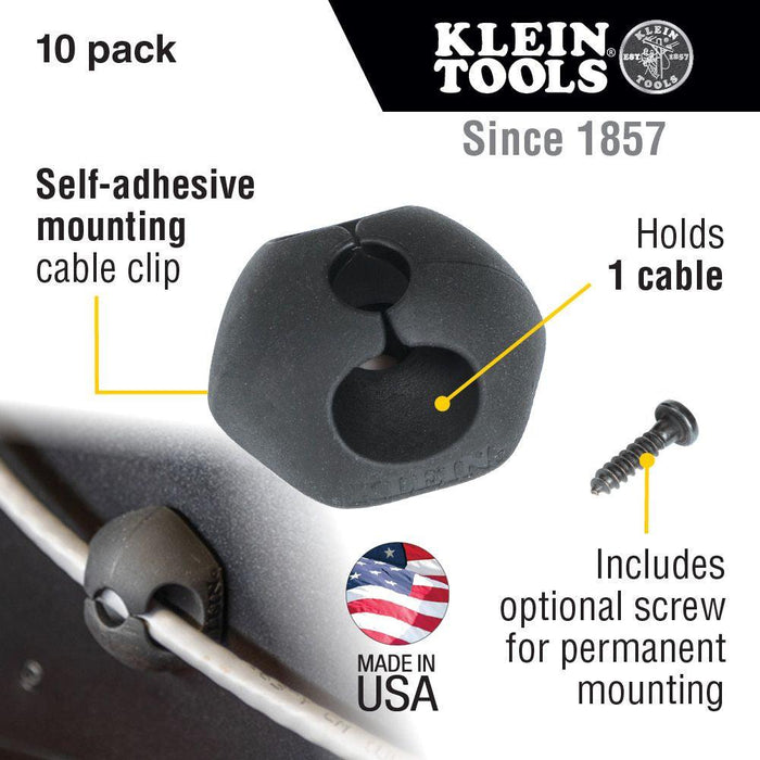 Klein Tools Self-Adhesive Cable Mounting Clips, 1 Slot (10-Pack), Model 450-400* - Orka