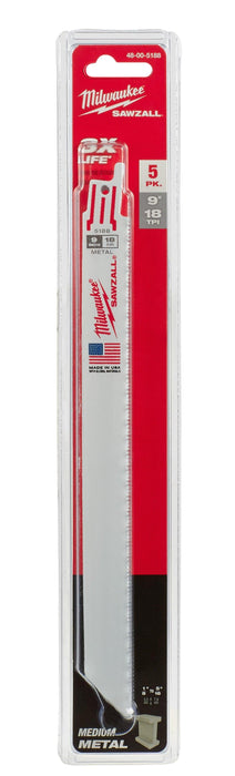 Milwaukee 9 in. 18 TPI Thin Kerf SAWZALL® Blades (5 Pack), Model 48-00-5188 - Orka