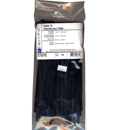 ElectriPro 4" Black Nylon Outdoor Cable Ties (1000 units), Model EPOCTO4M - Orka