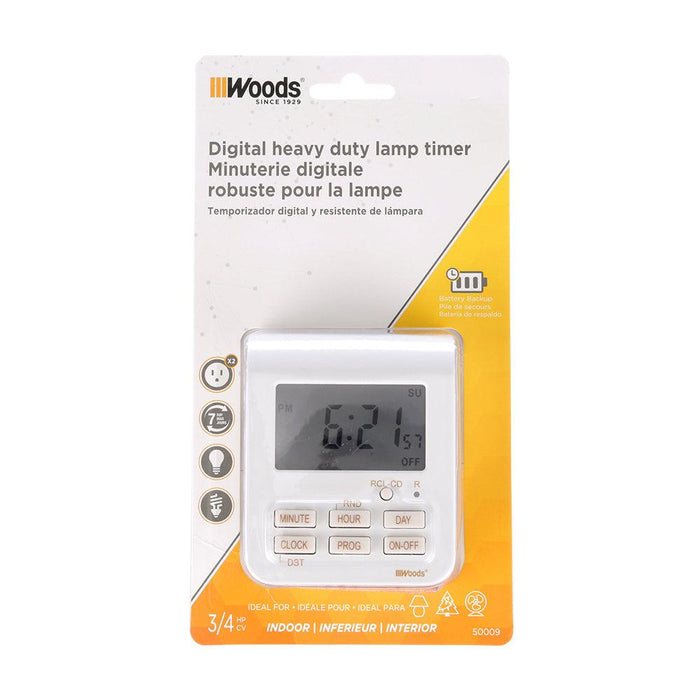 Woods Indoor 7-Day Heavy Duty Digital Timer, Model 50009WD - Orka