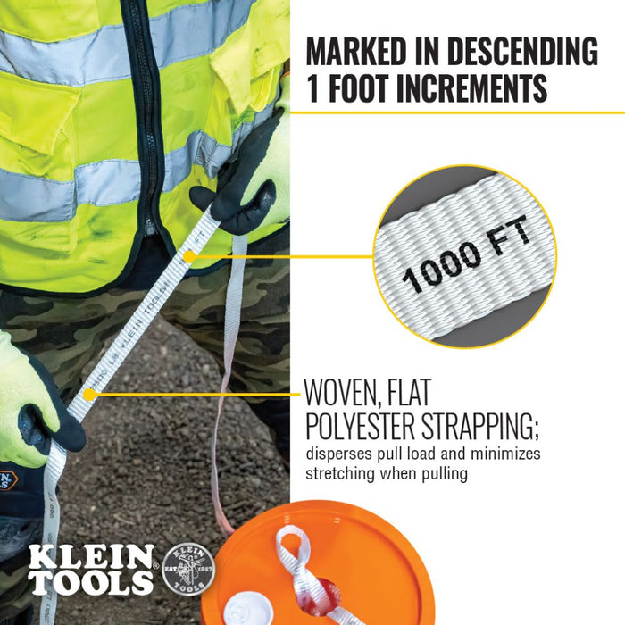 Klein Tools Conduit Measuring Pull Tape, 2500-Pound x 1000-Foot