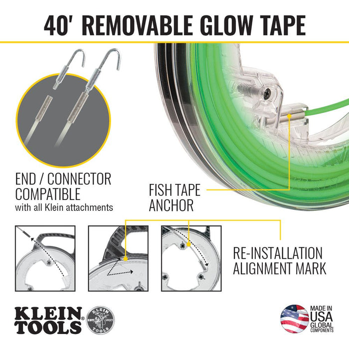 Klein Tools Glow In The Dark Fish Tape, 40-Foot, Model 50660*