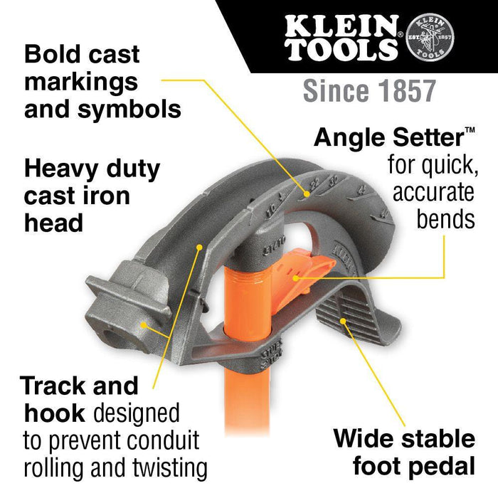 Klein Tools Iron Conduit Bender 1'' EMT with Angle Setter™, Model 51605* - Orka