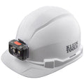 View Klein Tools Hard Hat, Non-Vented, Cap Style with Rechargeable Headlamp, White, Model 60107RL