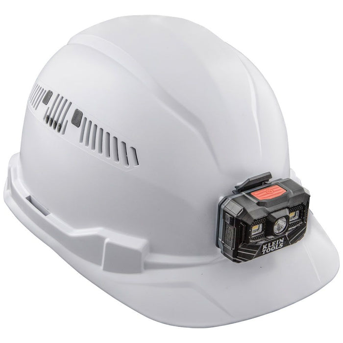 Klein Tools Hard Hat, Vented, Cap Style with rechargeable Headlamp, Model 60113RL