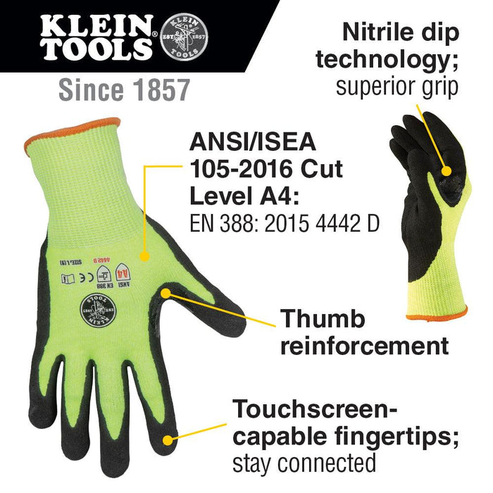 Klein Tools Large Cut 4 Touchscreen Leather Gloves (2 Pairs) Model 60186 - Orka