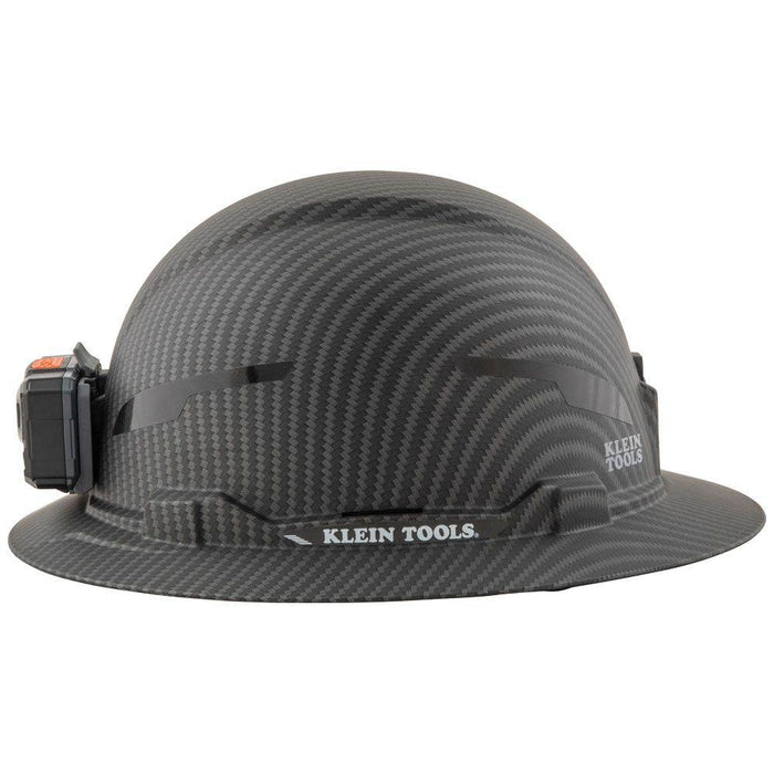 Klein Tools Hard Hat, Premium KARBN, Non-Vented Full Brim, Class E with Headlamp, Model 60346 - Orka