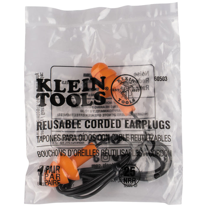 Klein Tools Corded Earplugs, 50 Pairs with Dispenser Box, Model 6050350*