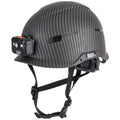 View Klein Tools Safety Helmet, Premium KARBN pattern, Non-Vented, Class E with Headlamp, Model 60515
