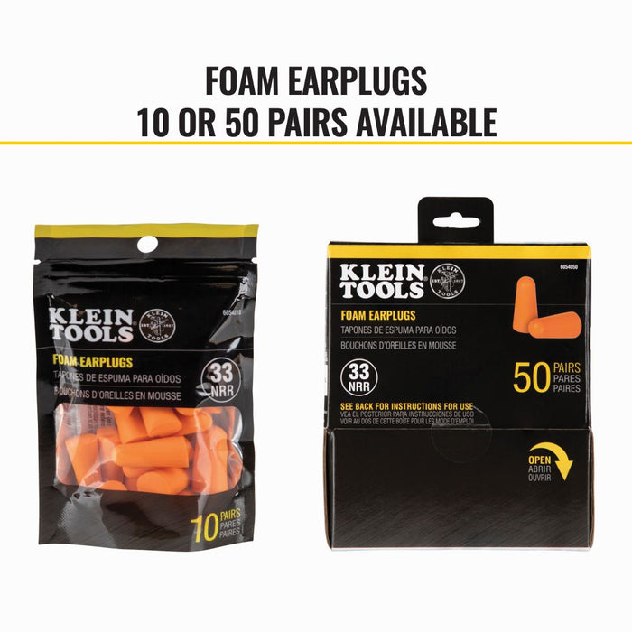 Klein Tools Foam Earplugs, Box of 50 Pairs, Model 6054050*