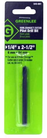 Greenlee 645-001 Kwik Change Pilot Drill Bit – 1/4" X 2-1/2" For Stainless Steel Hole Cutting, Cobalt Steel Split Point