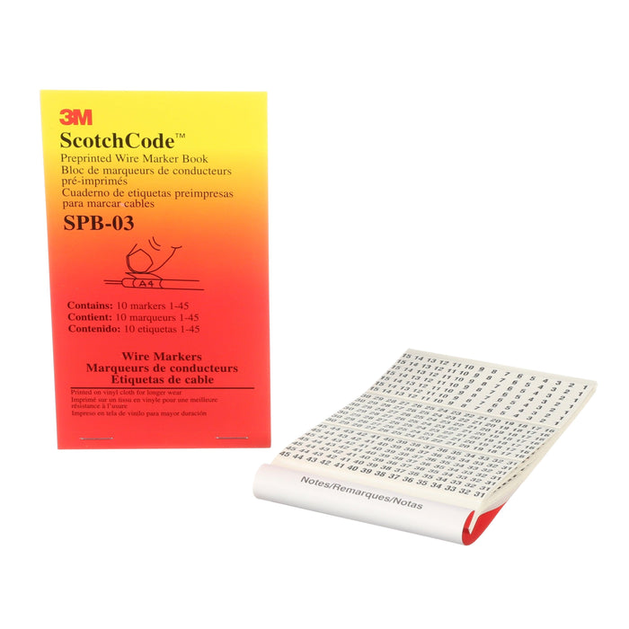3M ScotchCode™ Pre-Printed Wire Marker Book, Number 1 - 45, Model SPB-03 - Orka