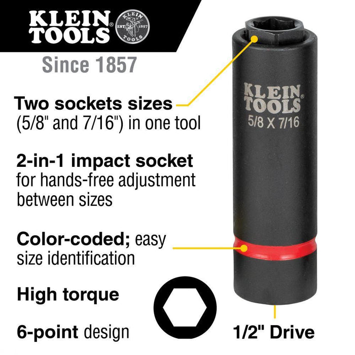 Klein Tools 2-in-1 Impact Socket, 5/8"x7/16", Model 66062* - Orka