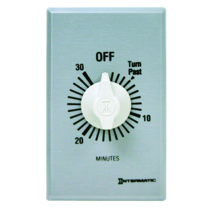 Intermatic Silver Spring Wound Countdown Timer, Commercial Grade, 30 Minutes Max, Model FF30MC