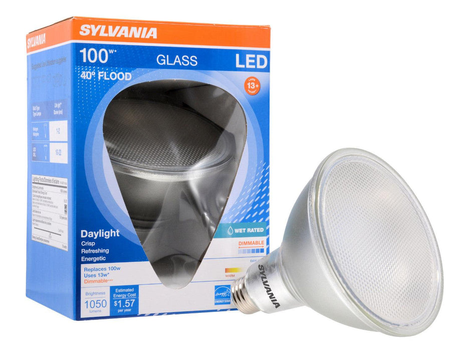 Sylvania Ultra Glass PAR38 Dimmable 13W, Daylight White 5000K LED Light Bulb, Model 74948 - Orka
