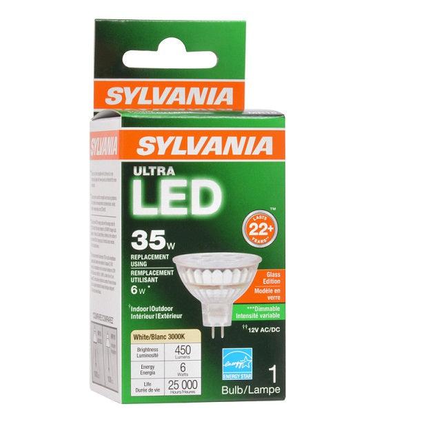 Sylvania Ultra Glass MR16 Dimmable 6W, Soft White 3000K LED Light Bulb, Model 78239 - Orka