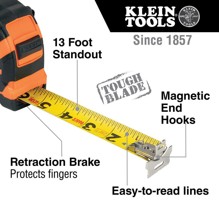 Klein Tools 25-Foot Magnetic Double-Hook Tape Measure, Model 9225