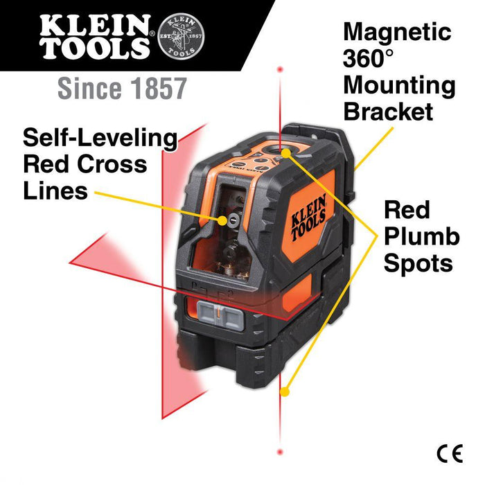Klein Tools Self-Leveling Cross-Line Laser Level with Plumb Spot, Model 93LCLS - Orka