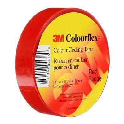 3M Colourflex Tape 3/4 in x 60 ft (Red) Model COLOURFLEXRED - Orka