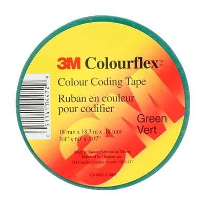 3M Colourflex Tape 3/4 in x 60 ft (Green) Model COLOURFLEXGRN - Orka