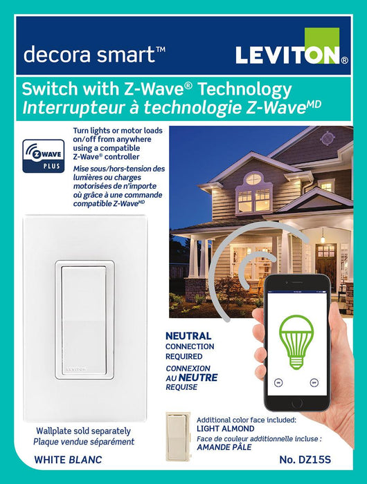 Leviton Decora Smart Switch with Z-Wave Technology, Model DZ15S752 - Orka
