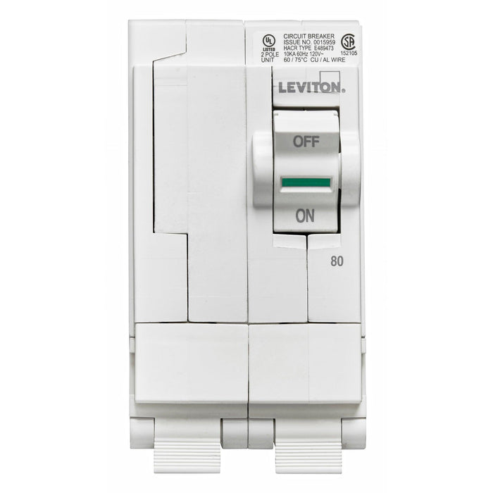 Leviton 2-Pole 80A 120/240V Standard Plug-On Circuit Breaker, Model LB280-000* - Orka