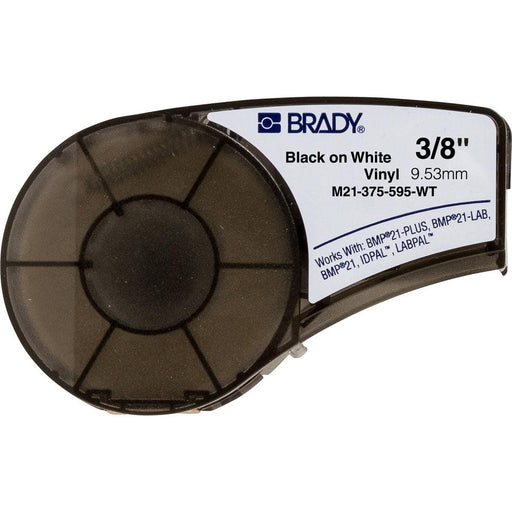 Brady Vinyl Cartridge for BMP21 Plus Printer, Black on White, 3/8" x 21 ft, Model M21-375-595WT - Orka