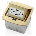 View Leviton Pop-Up Floor Box Receptacle with Combo Dual Type A USB Charger & Outlet (Brass) Model PFUS1-001