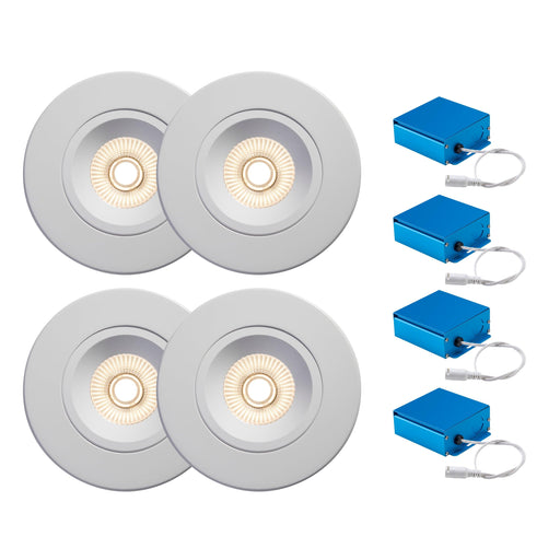 Liteline Package of 4x 4" Luna LED White Round Regressed Gimbal Recessed Fixture, Dim to Warm, including 1x OnCloud Dimmer, Model RA4-12RG-DTW90WH-4KT - Orka