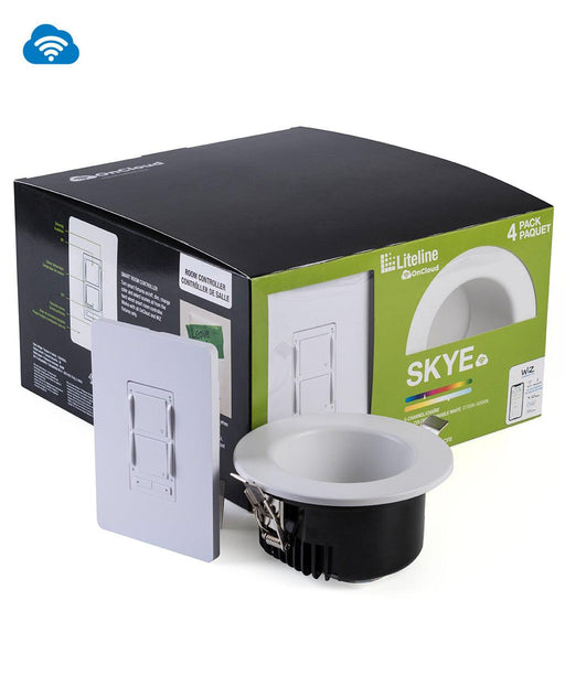 Liteline Package of 4x 4" White Skye OnCloud Recessed Fixture Including 1x OnCloud Room Controller, Model SLMB4-RGBTW-WH-4KT* - Orka