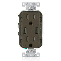 View Leviton Type-A Dual USB Charger with 15A Tamper-Resistant Receptacle (Brown) Model T5632