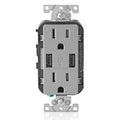 View Leviton Type-A Dual USB Charger with 15A Tamper-Resistant Receptacle (Grey) Model T5632