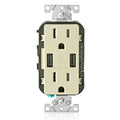 View Leviton Type-A Dual USB Charger with 15A Tamper-Resistant Receptacle (Ivory) Model T5632*