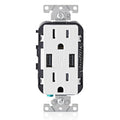 View Leviton Type-A Dual USB Charger with 15A Tamper-Resistant Receptacle (White) Model T5632