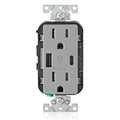 View Leviton Type-A & Type-C USB Charger with 15A Tamper-Resistant Receptacle (Grey) Model T5633