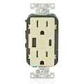 View Leviton Type-A & Type-C USB Charger with 15A Tamper-Resistant Receptacle (Ivory) Model T5633*