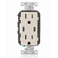 View Leviton Type-C Dual USB Charger with 15A Tamper-Resistant Receptacle (Light Almond) Model T5635*