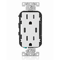 View Leviton Type-C Dual USB Charger with 15A Tamper-Resistant Receptacle (White) Model T5635