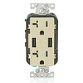 View Leviton Type-A Dual USB Charger with 20A Tamper-Resistant Receptacle (Ivory) Model T5832*