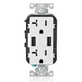 View Leviton Type-A Dual USB Charger with 20A Tamper-Resistant Receptacle (White) Model T5832