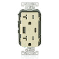 View Leviton Type-A & Type-C USB Charger with 20A Tamper-Resistant Receptacle (Ivory) Model T5833*
