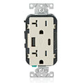 View Leviton Type-A & Type-C USB Charger with 20A Tamper-Resistant Receptacle (Light Almond) Model T5833*