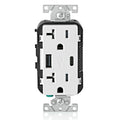 View Leviton Type-A & Type-C USB Charger with 20A Tamper-Resistant Receptacle (White) Model T5833