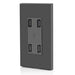 Leviton 4-Port Type-A USB Wall Outlet Charger (Black), Model USB4P-E* - Orka