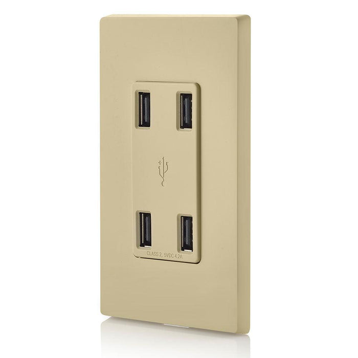 Leviton 4-Port Type-A USB Wall Outlet Charger (Ivory), Model USB4P-I* - Orka