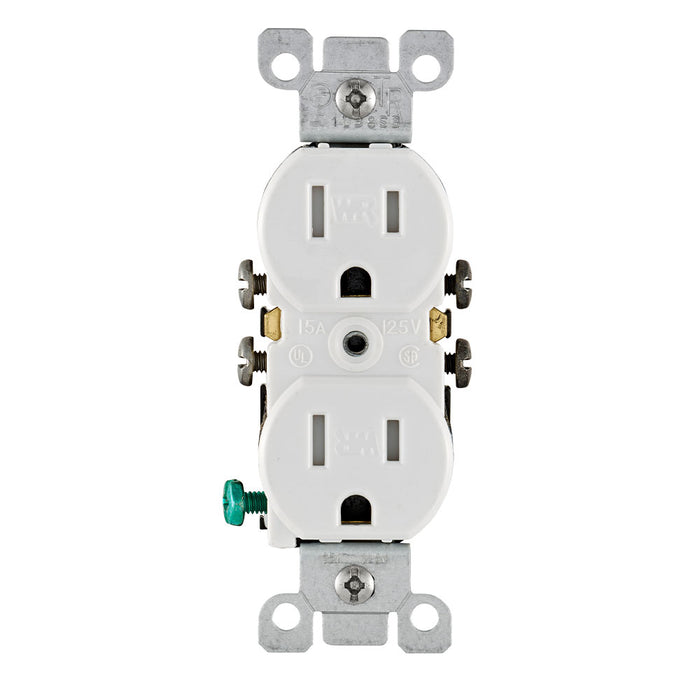 Leviton 15A Weather and Tamper Resistant Duplex Receptacle in White, Model W5320-W*