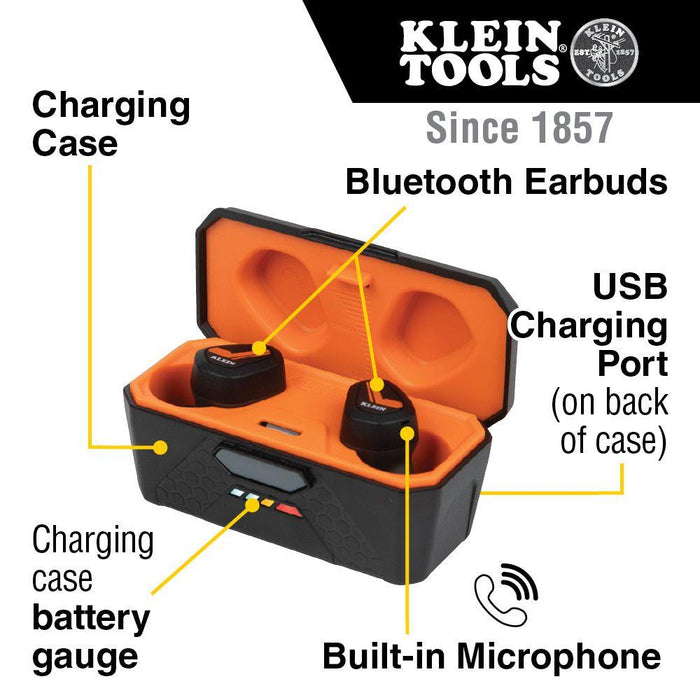 Klein Tools Bluetooth Jobsite Earbuds, Model AESEB1 - Orka