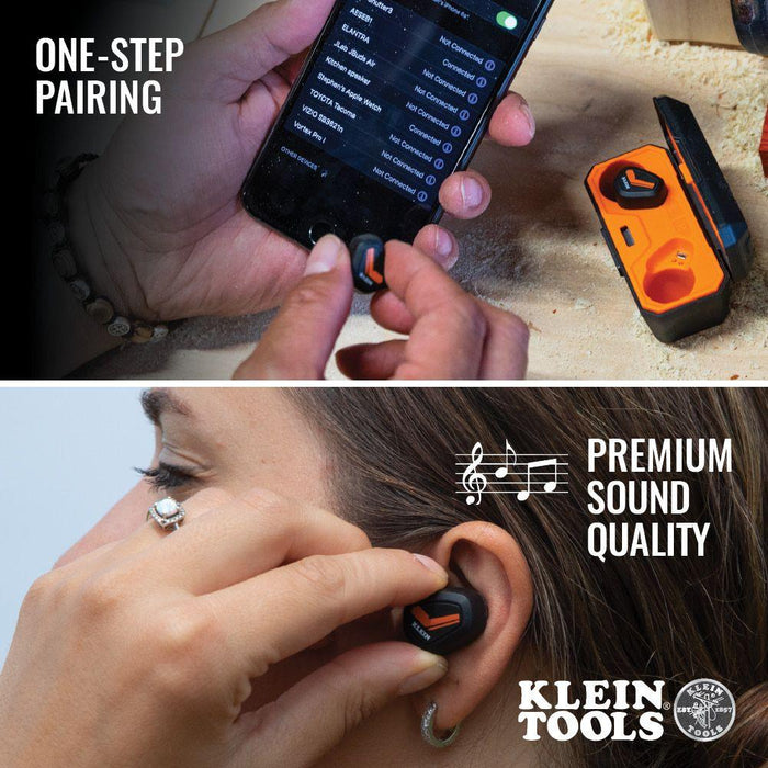 Klein Tools Bluetooth Jobsite Earbuds, Model AESEB1 - Orka
