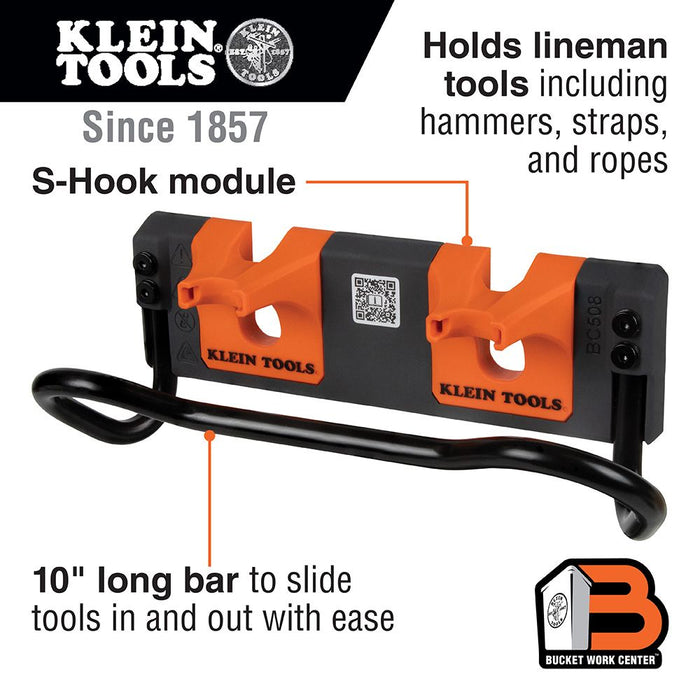 Klein Tools Bucket Work Center Utility Bar Storage Module, S-Hook, Model BC508S*